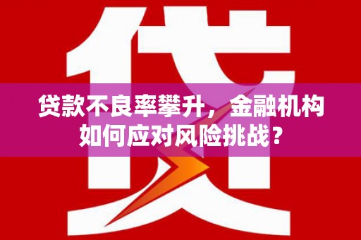 罗江贷款不良率攀升，金融机构如何应对风险挑战？